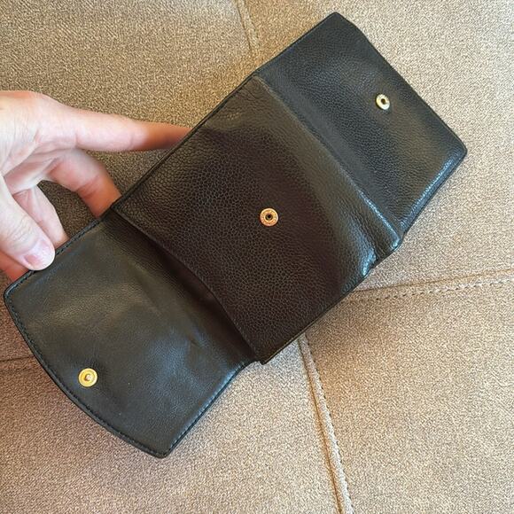 Authentic CHANEL Black Caviar Leather Timeless 'CC' Compact Wallet 4.5” x 4” - Picture 12 of 13